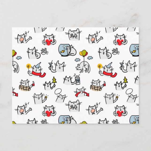 Funny cats, milk and magic. postcard (Front)