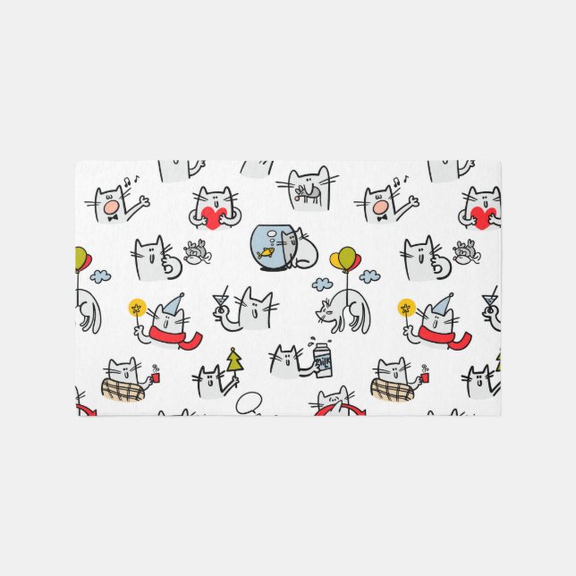 Funny cats, milk and magic. rug (Front)