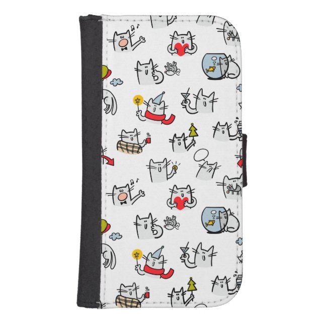 Funny cats, milk and magic. samsung galaxy wallet case (Front)