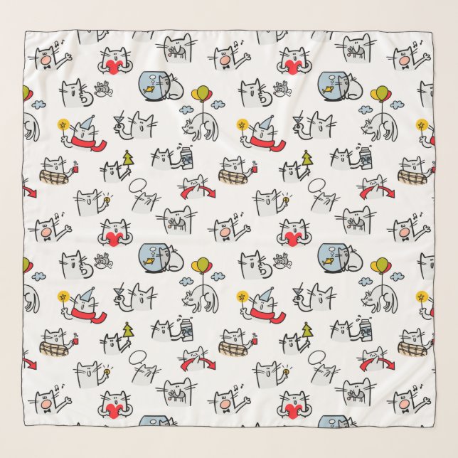 Funny cats, milk and magic. scarf (Front)