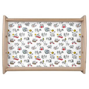 Funny cats, milk and magic. serving tray