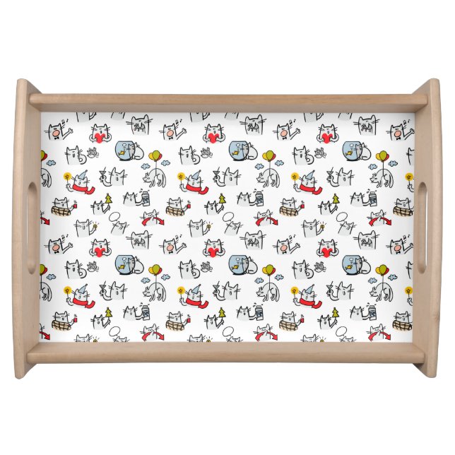 Funny cats, milk and magic. serving tray (Front)