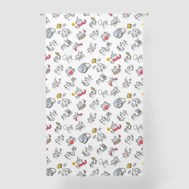 Funny cats, milk and magic. sheer curtains (Front)