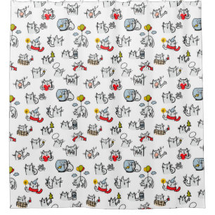 Funny cats, milk and magic. shower curtain