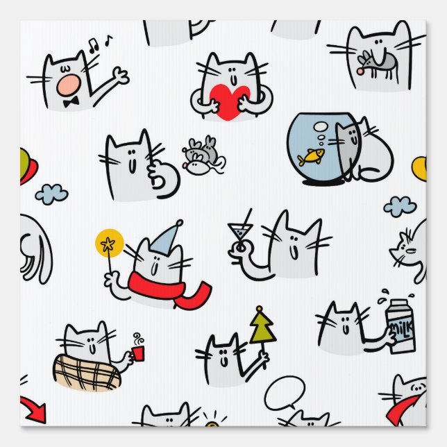 Funny cats, milk and magic. sign (Front)