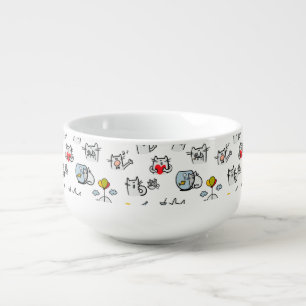 Funny cats, milk and magic. soup mug