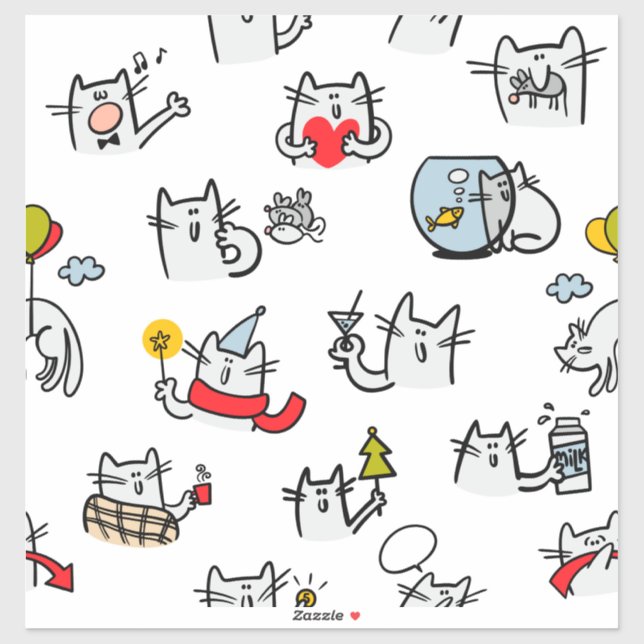 Funny cats, milk and magic. sticker (Sheet)