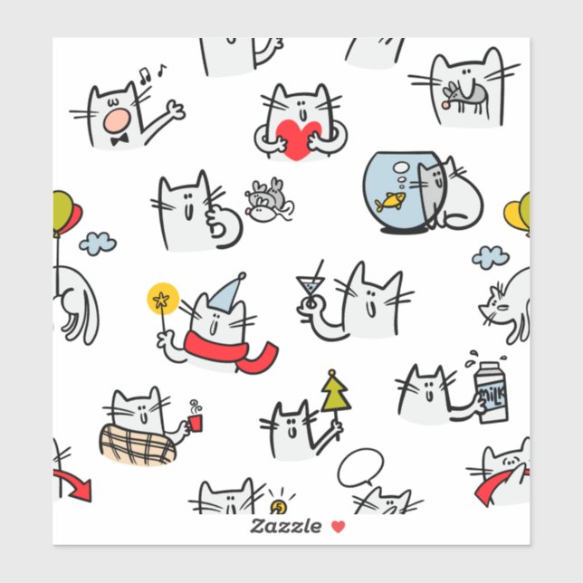 Funny cats, milk and magic. sticker (Sheet)