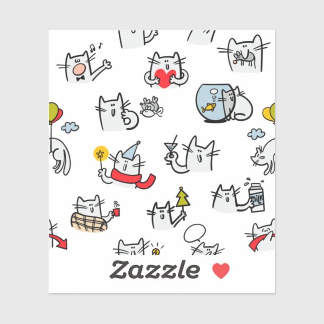 Funny cats, milk and magic. sticker (Sheet)