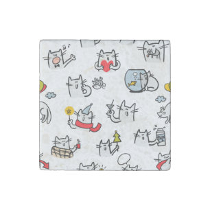 Funny cats, milk and magic. stone magnet