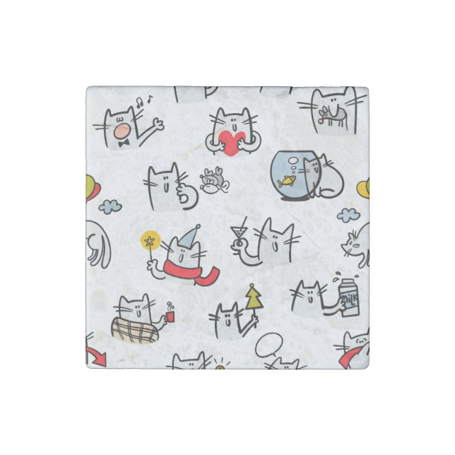 Funny cats, milk and magic. stone magnet (Front)
