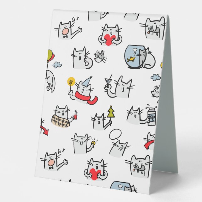 Funny cats, milk and magic. table tent (Front)