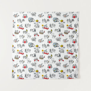 Funny cats, milk and magic. tapestry