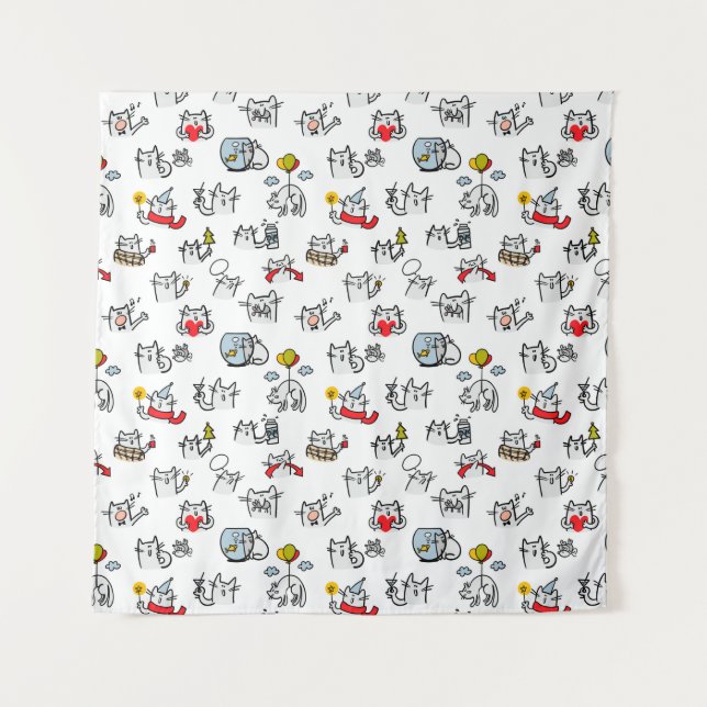 Funny cats, milk and magic. tapestry (Front)