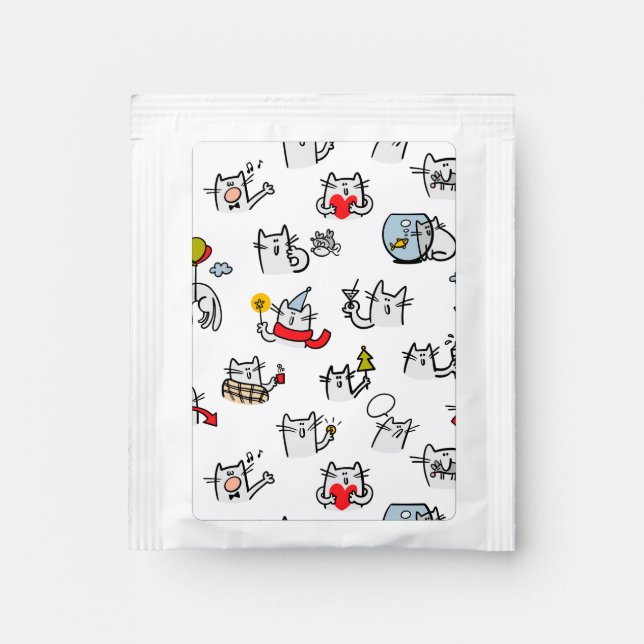 Funny cats, milk and magic. tea bag drink mix (Front)