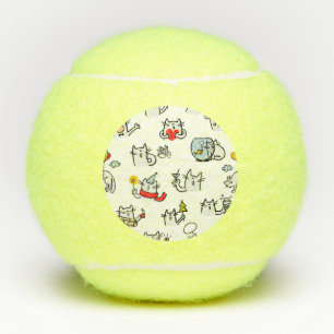 Funny cats, milk and magic. tennis balls