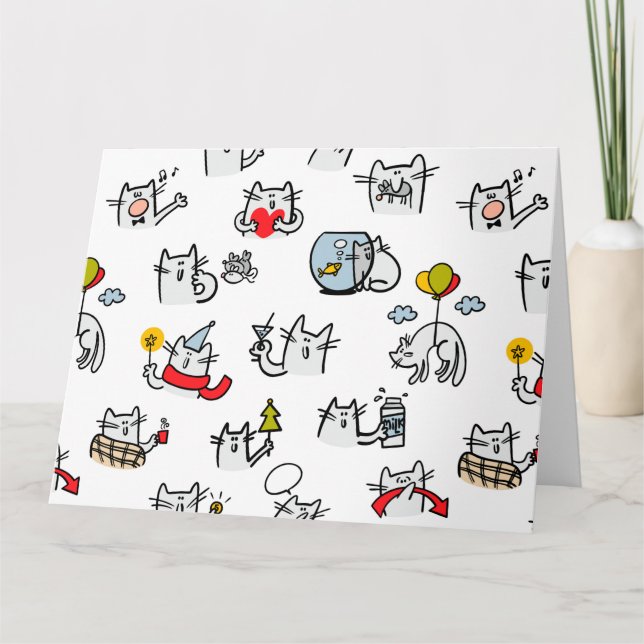 Funny cats, milk and magic. thank you card (Front)