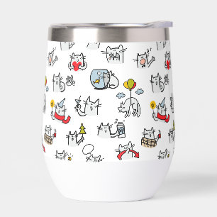 Funny cats, milk and magic. thermal wine tumbler