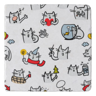 Funny cats, milk and magic. trivet