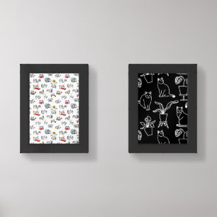 Funny cats, milk and magic. wall art sets