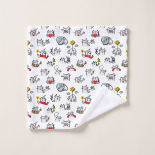 Funny cats, milk and magic. wash cloth