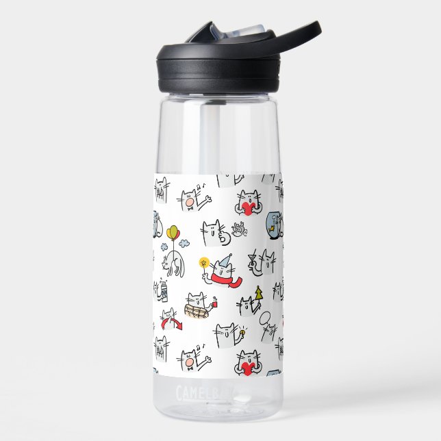 Funny cats, milk and magic. water bottle (Left)