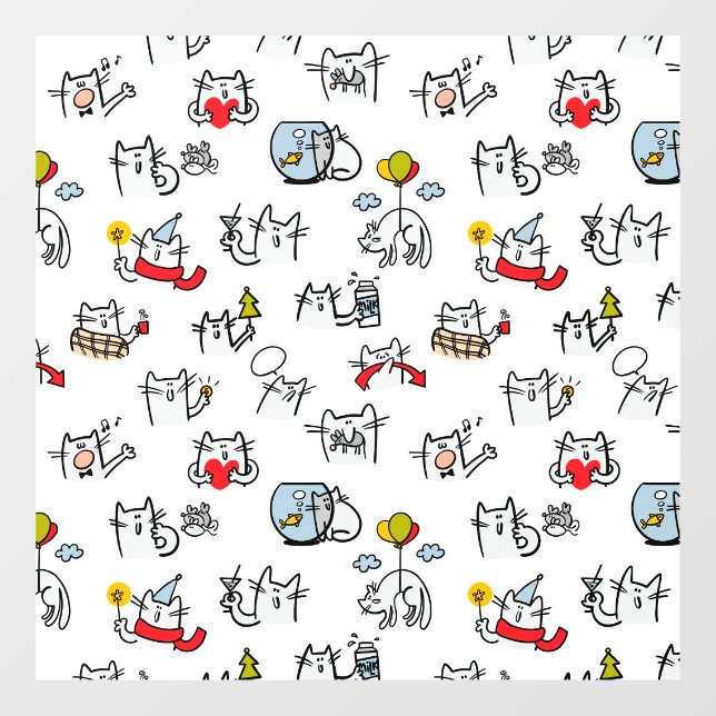 Funny cats, milk and magic. window cling (Sheet)