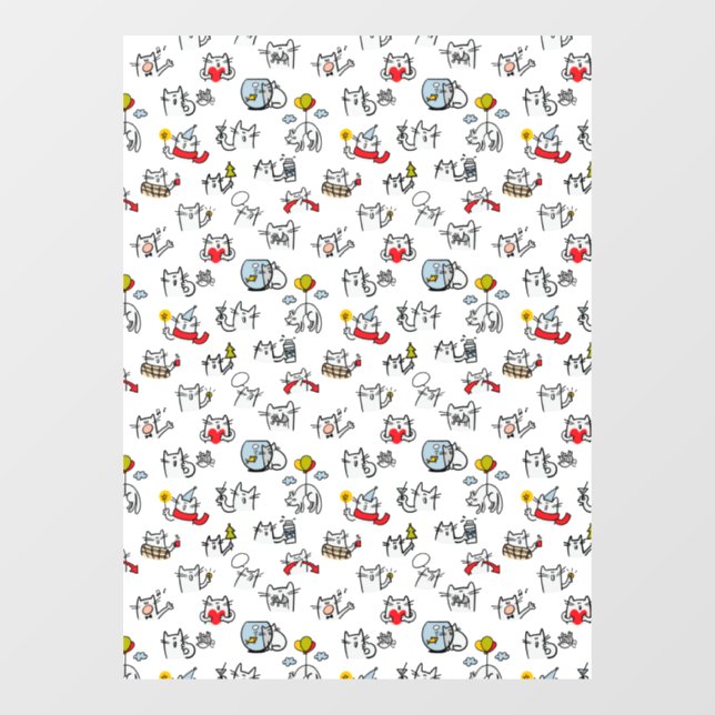 Funny cats, milk and magic. window cling (Sheet)