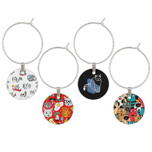 Funny cats, milk and magic. wine charm