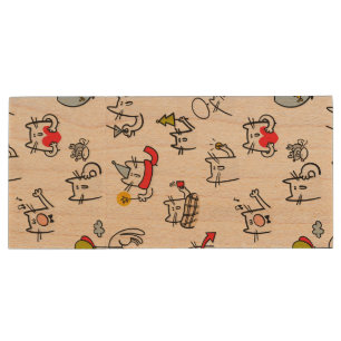 Funny cats, milk and magic. wood flash drive