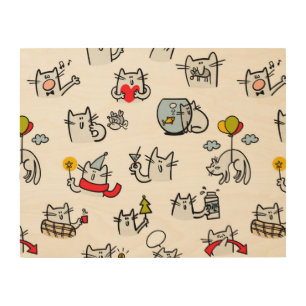 Funny cats, milk and magic. wood wall art