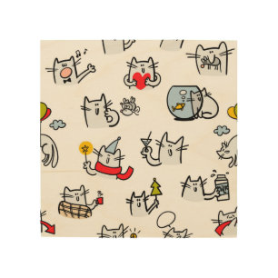 Funny cats, milk and magic. wood wall art
