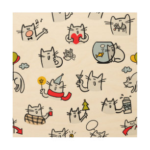 Funny cats, milk and magic. wood wall art