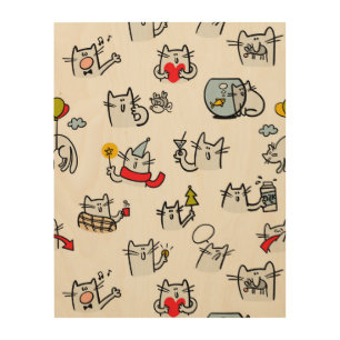 Funny cats, milk and magic. wood wall art