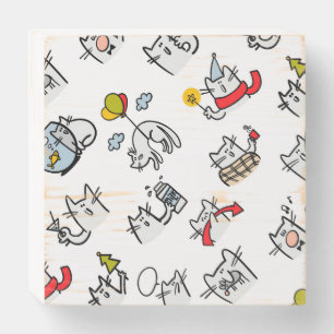 Funny cats, milk and magic. wooden box sign