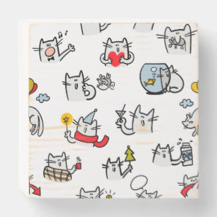Funny cats, milk and magic. wooden box sign