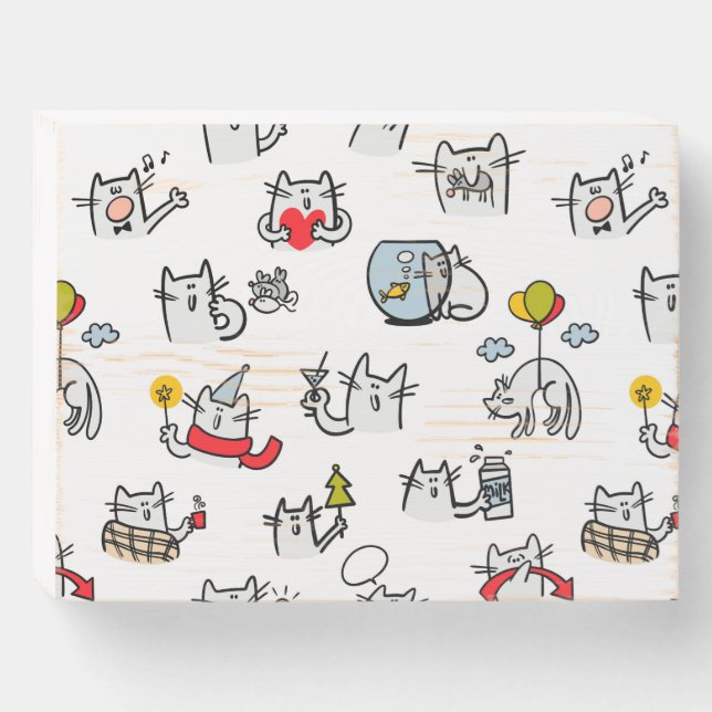 Funny cats, milk and magic. wooden box sign (Front Horizontal)