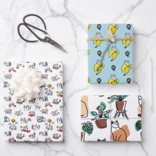 Funny cats, milk and magic. wrapping paper sheets