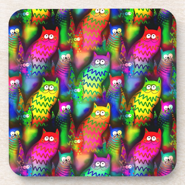 Funny Cats Pattern-54578 Beverage Coaster (Front)