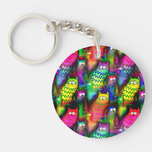 Funny Cats Pattern-54578 Keychain (Front)