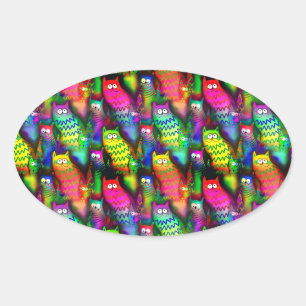 Funny Cats Pattern-54578 Oval Sticker