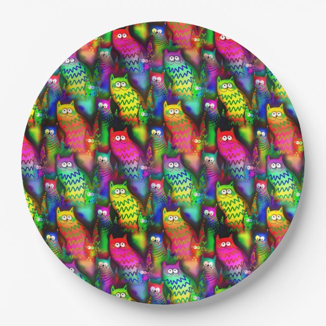 Funny Cats Pattern-54578 Paper Plates (Front)