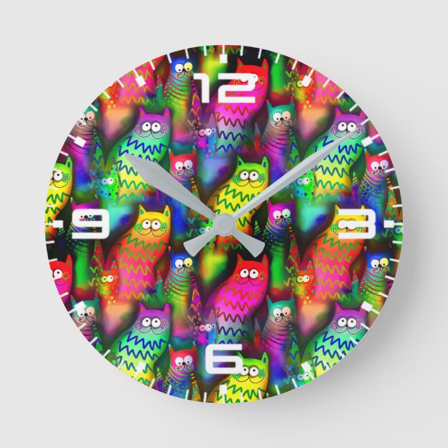 Funny Cats Pattern-54578 Round Clock (Front)
