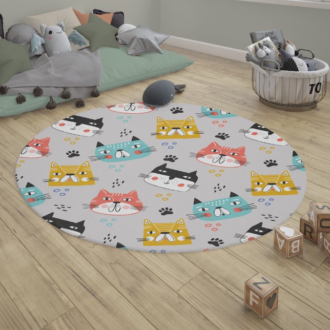 Funny Cats Pattern for kids Rug (Funny cats kids rug)