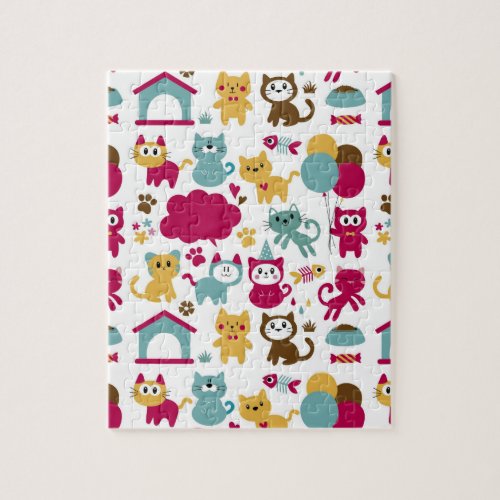 Funny Cats Pattern Jigsaw Puzzle