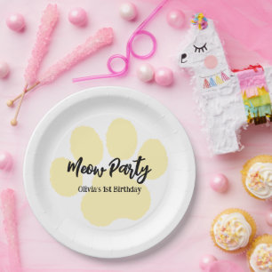 Funny Cat's Paw Birthday Party Paper Plates
