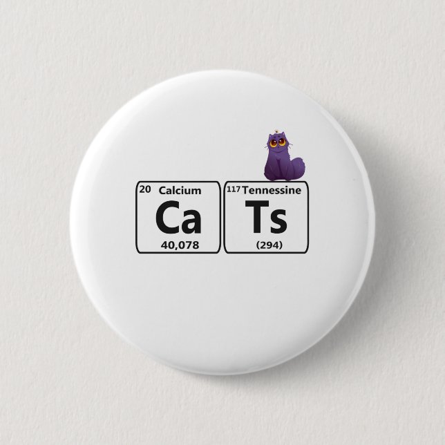 Funny Cats Periodic Table Elements Funny Science T Button (Front)
