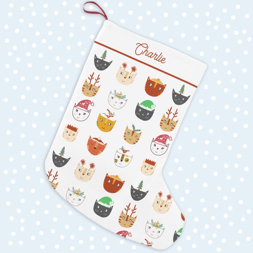 Funny Cats Personalized Small Christmas Stocking