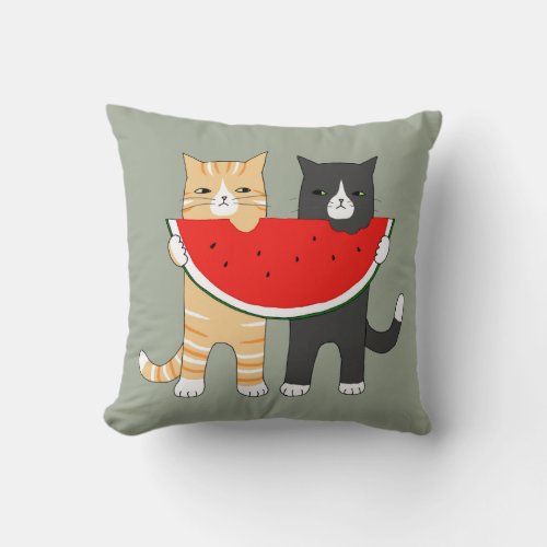 Funny Cats Pillow Cat Watermelon Throw Pillow