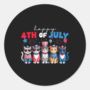 Funny Cats Proud Happy 4th Of July Shirt For Men W Classic Round Sticker